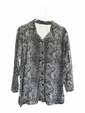 Studio Works & Co. Black and White Snakeskin Print Top